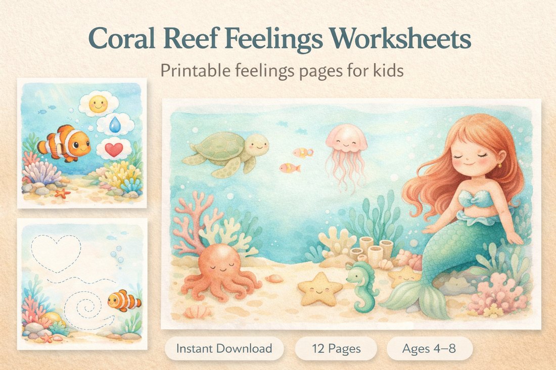 Preview: Coral Reef Feelings Worksheets