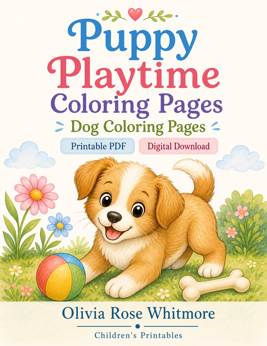 Preview: Puppy Playtime Coloring Pages