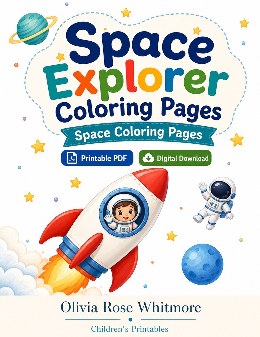 Preview: Space Explorer Coloring Pages